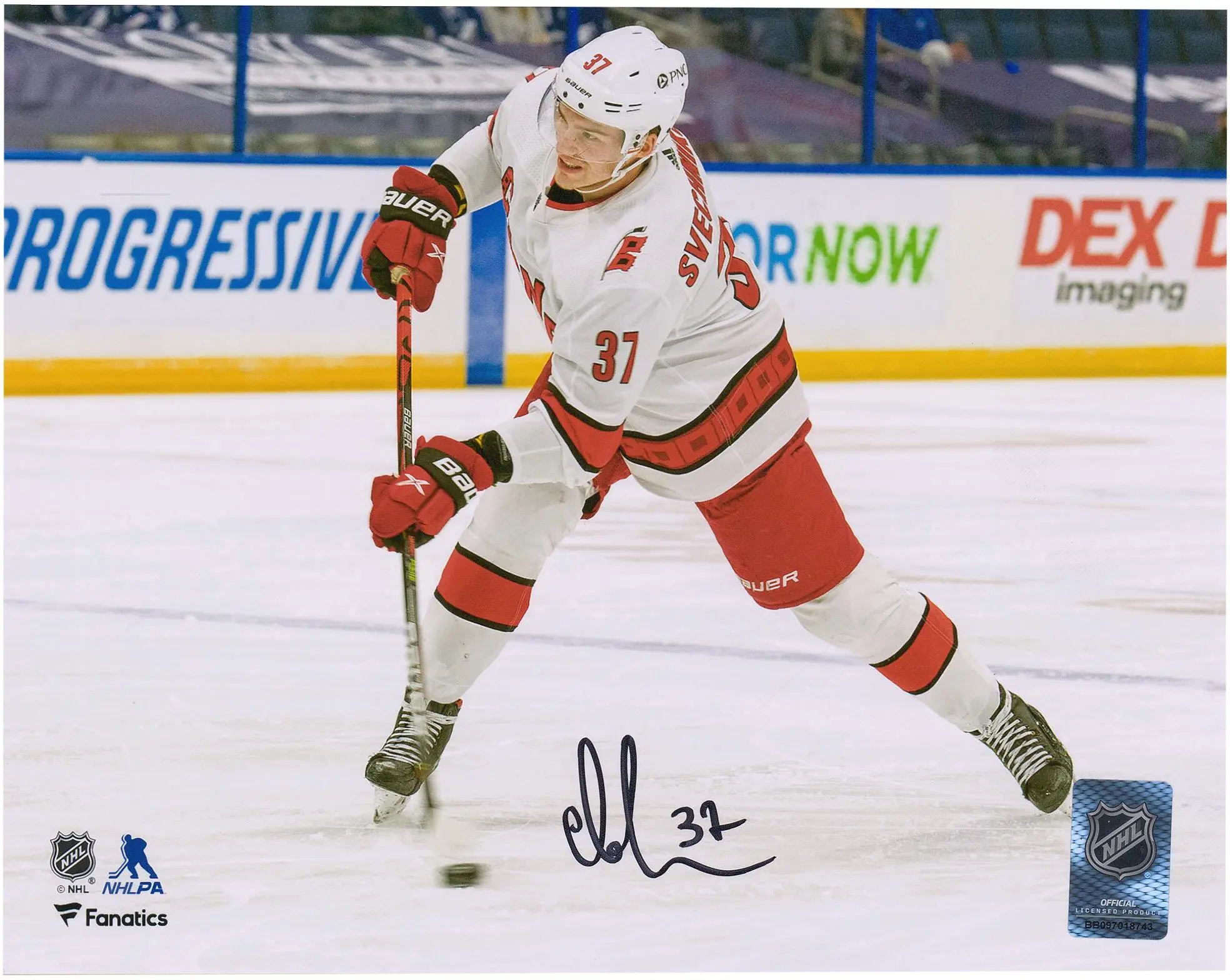 Andrei Svechnikov Carolina Hurricanes Autographed 8" x 10" White Shooting Photograph - Fanatics Authentic Certified
