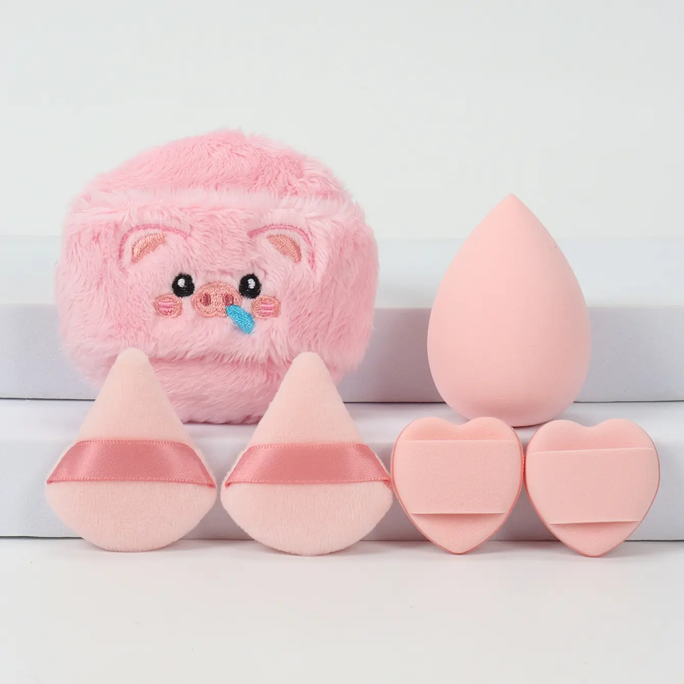 Embroidered Powder Puff Set of 6, Beauty Puff, Makeup Puffs, Lightweight Face Setting, Makeup Sponge for Bb Cream, Foundation, Concealer, Suitable for All Skin Types