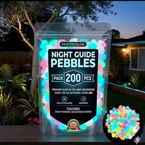 200 Pack Glow Stones for Garden Decor, Waterproof Night Light Pebbles, Pathway Landscaping Essentials, Enhance Evening Ambiance