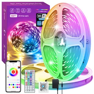 100ft 50FT RGB Color Changing Smart WiFi Led Strip Lights with Remote APP Work with Alexa Google Assistant Music Sync Led Lights for Bedroom Springtok tiktokshopspringglowup