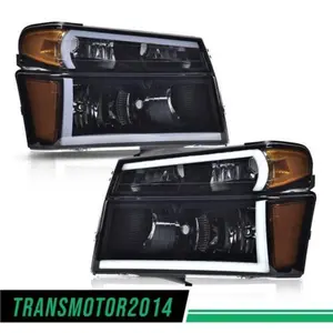 Fit For 04-12 GMC Canyon/Chevy Colorado LED DRL Headlights Bumper Lights Smoked