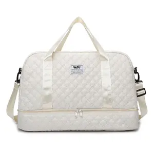 【local shipping】Unisex Sporty Quilted Design Solid Color DurableTravel Bag, Traveling Bag, Casual Large CapacityCrossbody Bag, Trendy Carry on Weekender Bagfor Travel & Gym & Outing Use Personal Item Luggage