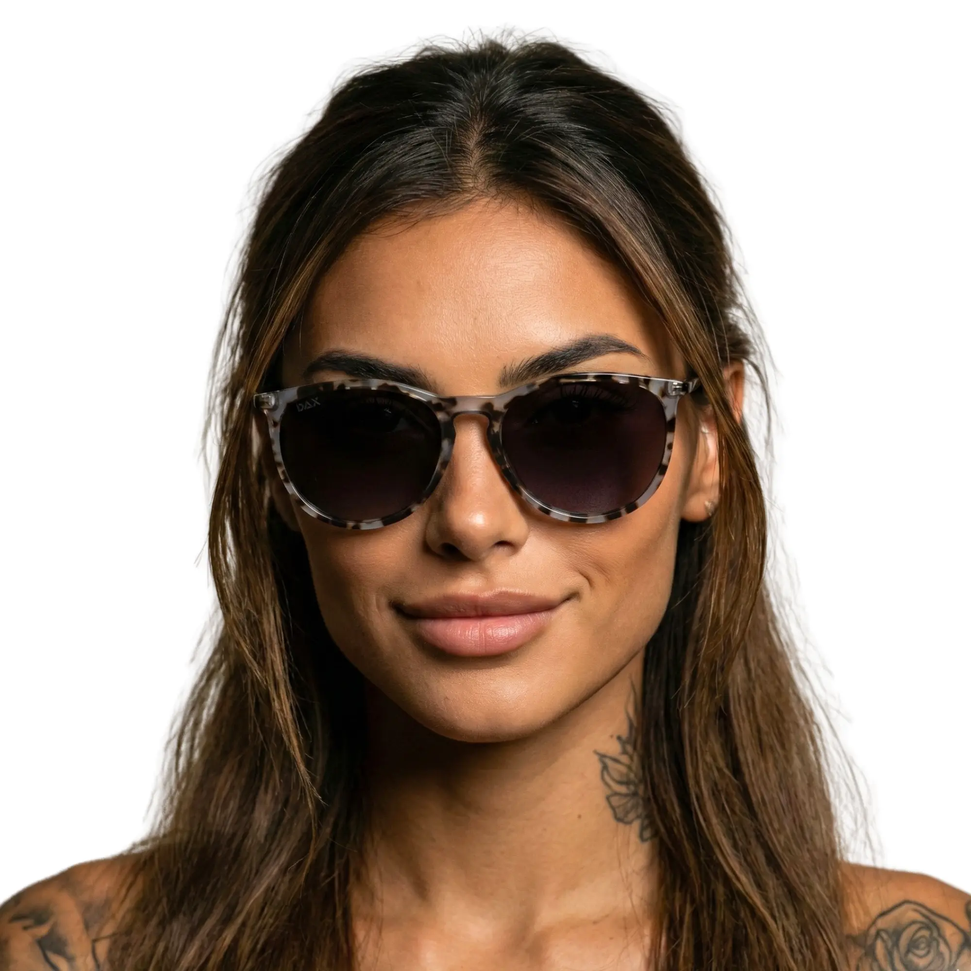 DAX EYEWEAR Midnight Matte Sandy Brown Horn Wayfarer Polarized Women's Sunglasses - Medium Frame - Hair-Friendly Nose Pieces - UV400 UV Protective Glasses - Female Fit - High-Quality PC+Allo Frames - Outdoor Casual Stylish Women's Fashion Accessory, Sungl