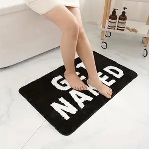 Letter Pattern Bath Mat, Multi-size Non-slip Soft Absorbent Floor Mat, Bathroom Decorative Mat for Home Bathroom Hotel Salon Dormitory, Bathroom Supplies, Bathroom Mats