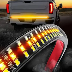 DIBMS Truck Tailgate Light Strip 60" Triple Row 360 LED Strip with Red Running Brake Lights White Reverse Light Amber Turning Signals Strobe Lights