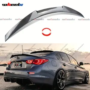2014-2025 Infiniti Q50 M4 Style High-Kick Duckbill Trunk Wing, Aerodynamic Downforce Accessory for Car, Fits All 4-Door Sedan Trims, Gloss Black Carbon Fiber Direct-Fit Exterior Body Upgrade