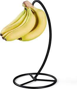 Banana Holder Stand, Banana Hanger Stand Black, Metal Bananas Tree Hanger to Keep Bananas Fresh for 15LB EGMEHOAD