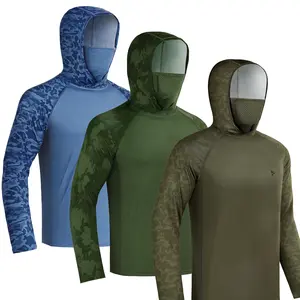 【RODEEL】915 Sun Hoodie Shirts with Mask Neck Gaiter Men UPF 50+ UV Protection Long Sleeve Lightweight Quick Dry Moisture Wicking Breathable Cooling Athletic Activewear for Outdoor Sports Hiking Fishing Construction Roofing Landscaping, Holiday Gift