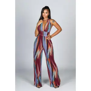 Luz Mesh Print Halter Jumpsuit