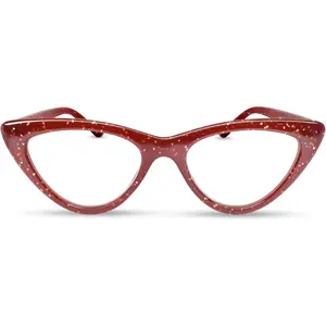 Ruby Red Sparkly Cat Eye Reading Glasses for Women with Sturdy Frame - Spring Hinges Eyeglasses - Cateye Readers for Women - Trendy for all Face Shape Fashion Glasses for Women - Cheaters Glasses 1.75
