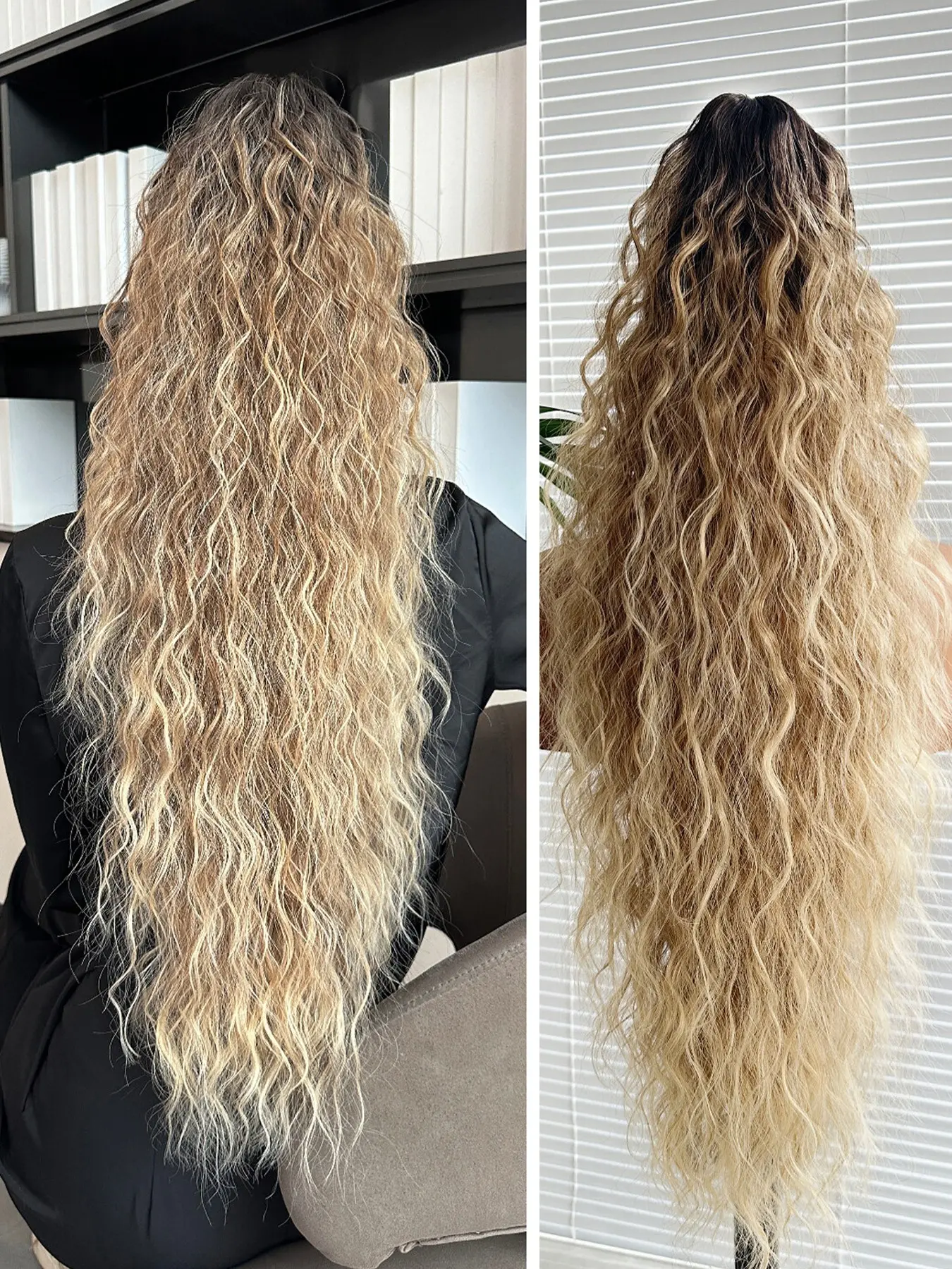 30 Inch Multi-Layered Curly Wave Ponytail Wig Set, Voluminous Natural Look Clip-On Synthetic Wig, Synthetic Ponytail Extension, Perfect for Women's Parties and Holidays, Wavy Pony Tail, Synthetic Material Wigs