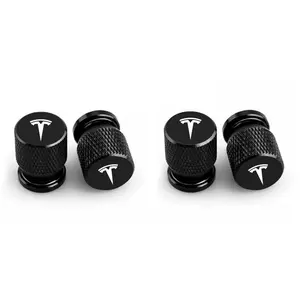 4Pcs Metal Car Styling Wheel Tire Valve Cap Tyre Rim Stem Cover Decoration Accessories For Tesla Model 3 Model S Model X Model Y Cybertruck Roadster