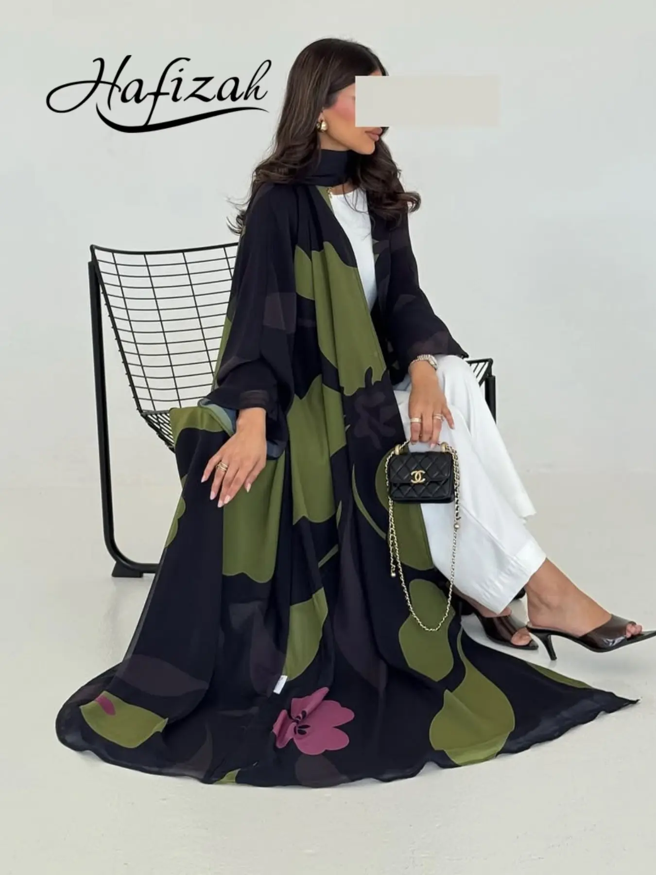 Hafizah 2026 Spring New Modest Fashion Flowy Chiffon Printed Women's Long Dress Set with Headscarf, Loose-Fit Outerwear for All Seasons, Classy Modest Dresses, Modest Style, Modest Muslim Outfits