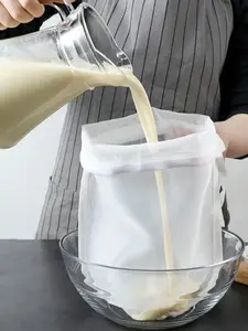 Fabric Strainer Mesh Bag, Modern White Multifunction Mesh Filter Bag For Kitchen,Kitchen Strainer Set With Fine Mesh, Essential Kitchen Tools & Kitchen Accessories,