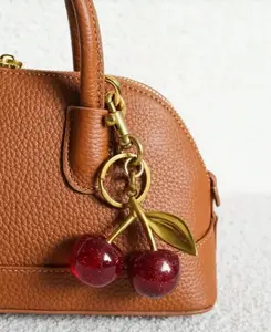Unique Shiny Cherry Shaped Pendant, New Cherry Crystal Pendant, Keychain Pendant, Cherry Decor Keychain With Clasp, Shiny Resin Product, Suitable As Bag Accessory, Suitable For Women Handbag