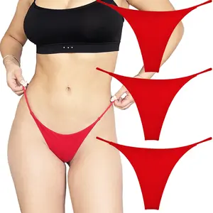 KUKU PANDA Luck Red Cotton Thong for Women Sexy G-string Ladies Comfort Panties