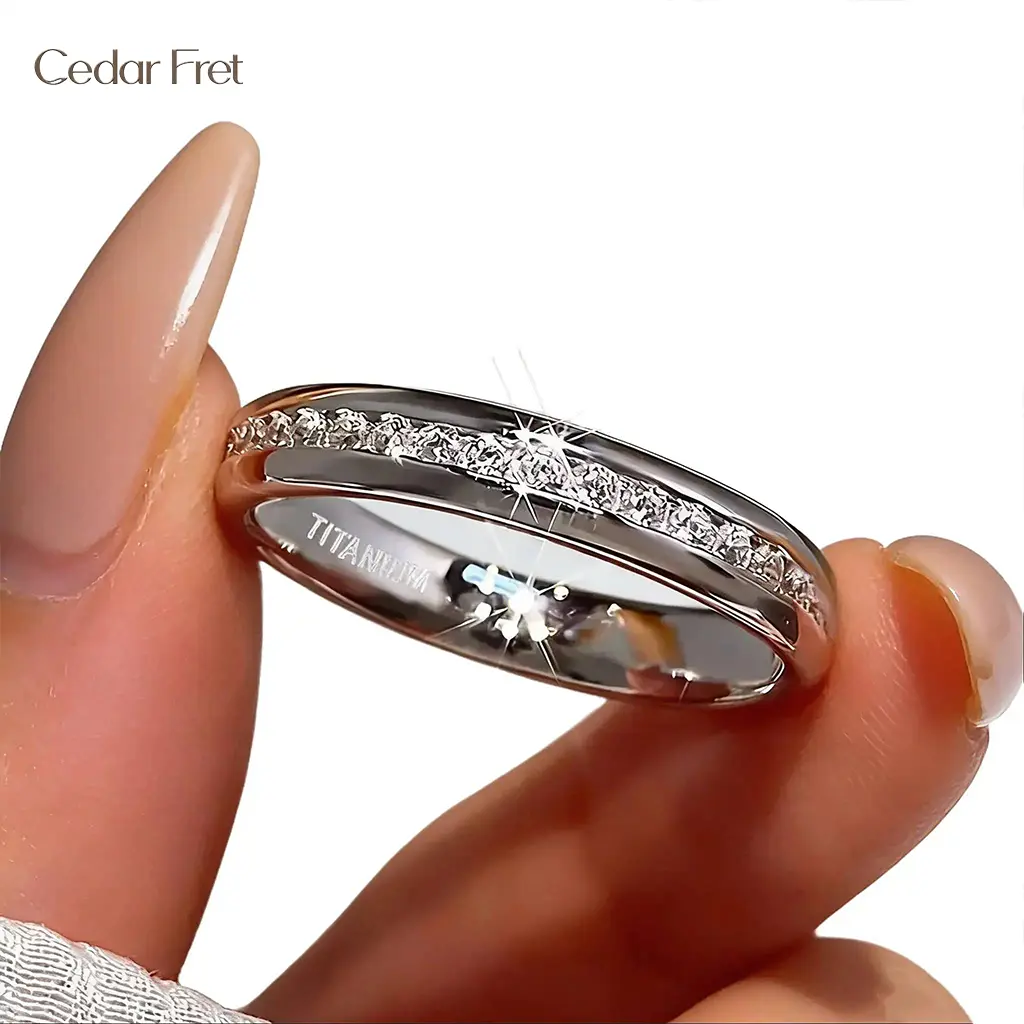 5Pcs Women Wedding Engagement Ring Set, Hypoallergenic Titanium Steel Rings, Bohemian Style with Round Zircon Inlay, Platinum Plated Tarnish Resistant Jewelry for Daily Wear promise gf