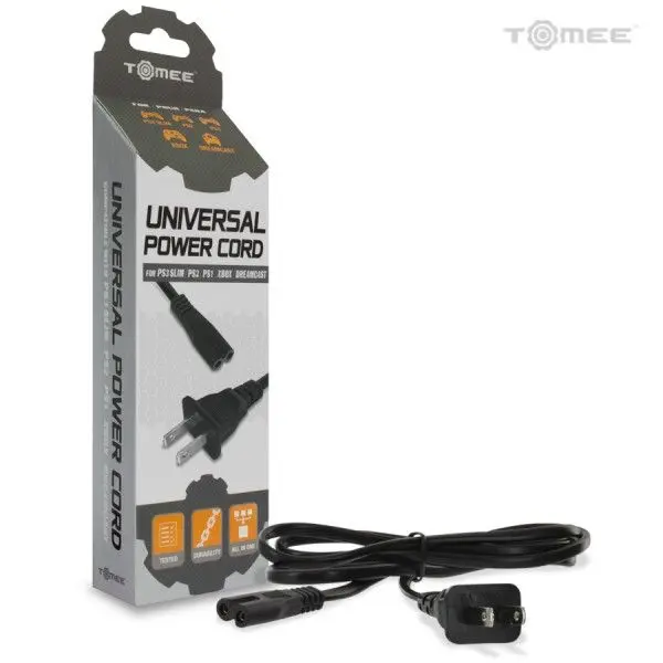 Universal Power Cord for PS4/ PS3 (Slim Model)/ PS2/ PlayStation/ Xbox/ Dreamcast/ Saturn