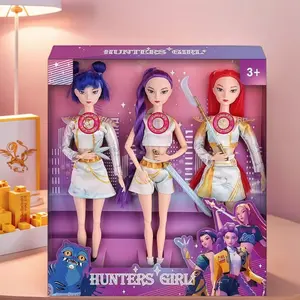 3PCS Kpop anime action dolls set with music, action figures, Rumi Mira Zoey idol group toys, kpop singing dolls, collectible figures, anime model toy decorations, 11.5-inch action figures, kpop stuff for girls,perfect gifts for fans and collectors