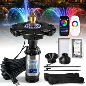 RGB LED Pond Fountain Aerator 750W with Color-Changing Light Show, 1HP 15000 GPH Floating Aerating Pump, 100ft Power Cord, Controller, APP & Remote Control, Perfect for Ponds & Lakes(120V)