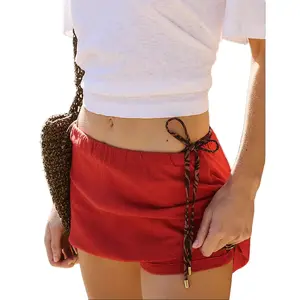 Tanming Womens Pantskirts Cotton Linen Reversible Sport Skorts Casual Cute A-Line Mini Dress with built in Shorts with Ruffle Inner Waistband Springfresh Summer Outfit