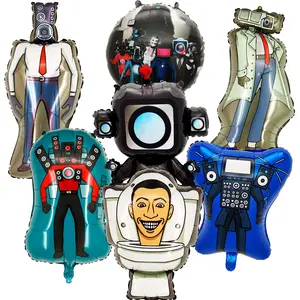7Pcs Skibidi Toilet Balloons Kit, Titan Speakerman Foil Balloons, G-Toilet Balloon Set for Skibidi Toilet Themed Party Decorations
