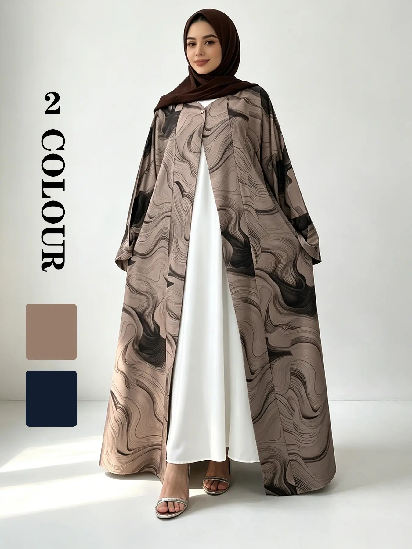 Butterfly Print Abaya, Elegant Islamic Clothing, Muslim Women's Elegant Dress, Islamic Modesty Clothes, Modesty Abaya, Polyester Fabric, 2 Colors, 5 Sizes, Pockets, Wide Sleeves, Daily & Date Night Wear#PrintedAbaya #HijabFashion #ModestStyle #MuslimWear