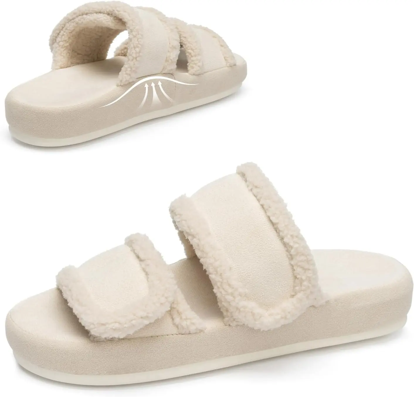 Chantomoo Arch Support Orthopedic Slippers Adjustable Velcro Memory Foam House Shoes Gift