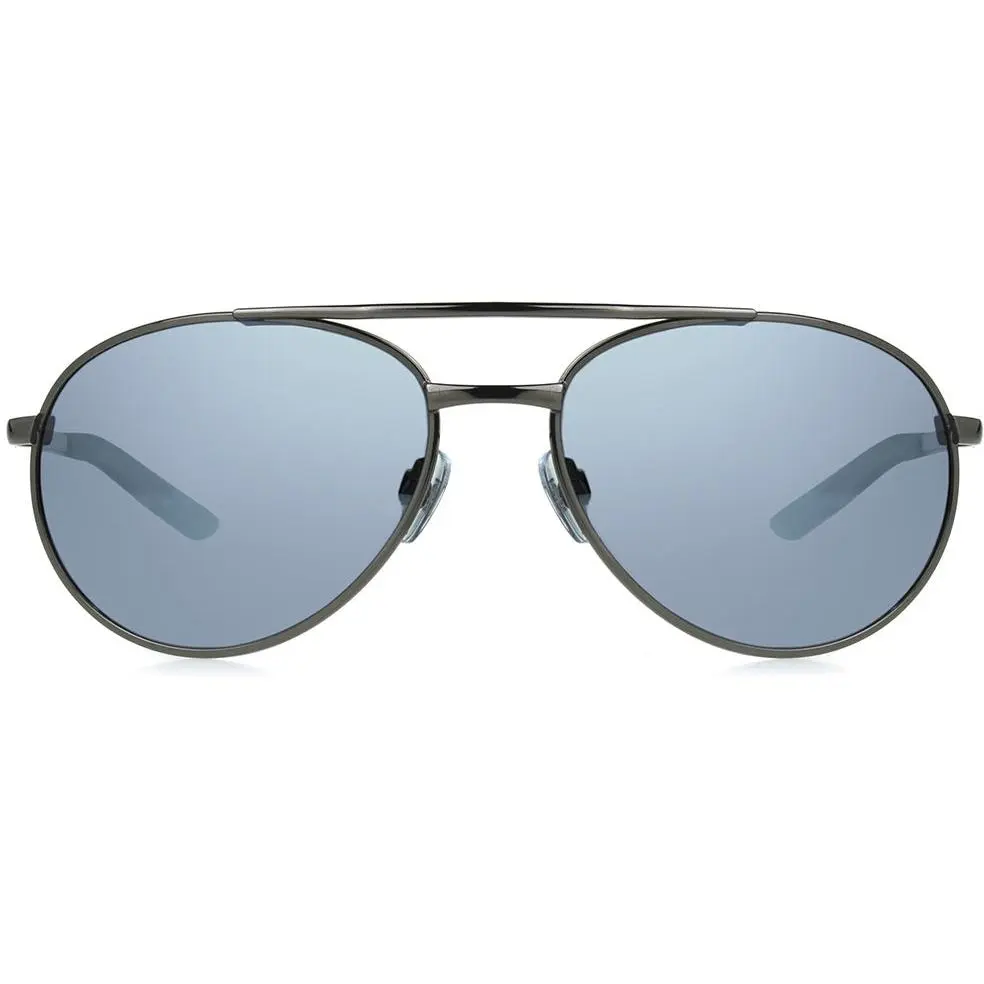 Foster Grant Warning Men's Classic Sunglasses with a Polarized Metal Frame, Scratch-Proof Silver-Mirrored Gray Lenses, 100% UVA-UVB Protection, Old-Style Men's Sunglasses