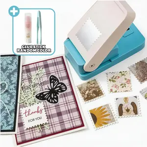 Large Stamp Puncher & Embossing Tool, Stamp-Style Decorative Cutter in M/L Sizes, perfect for handmade books, albums, cards, office supplies and scrapbooking. Free glue stick and tweezers included. #crafttok#crafter
