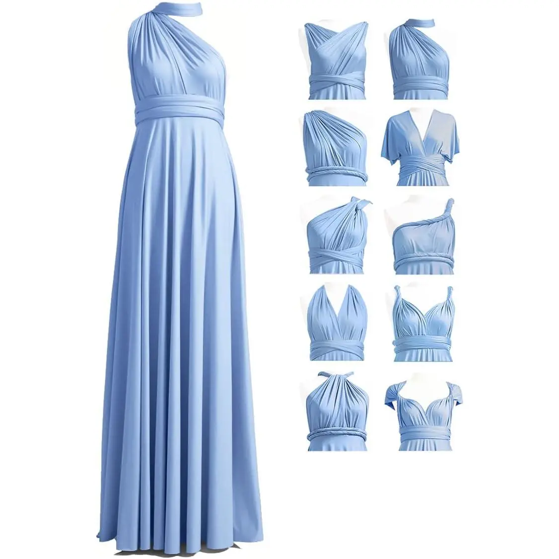 Infinity Dress with Bandeau, Convertible Bridesmaid Dress, Long, Plus Size, Multi-Way Dress, Twist Wrap Dress