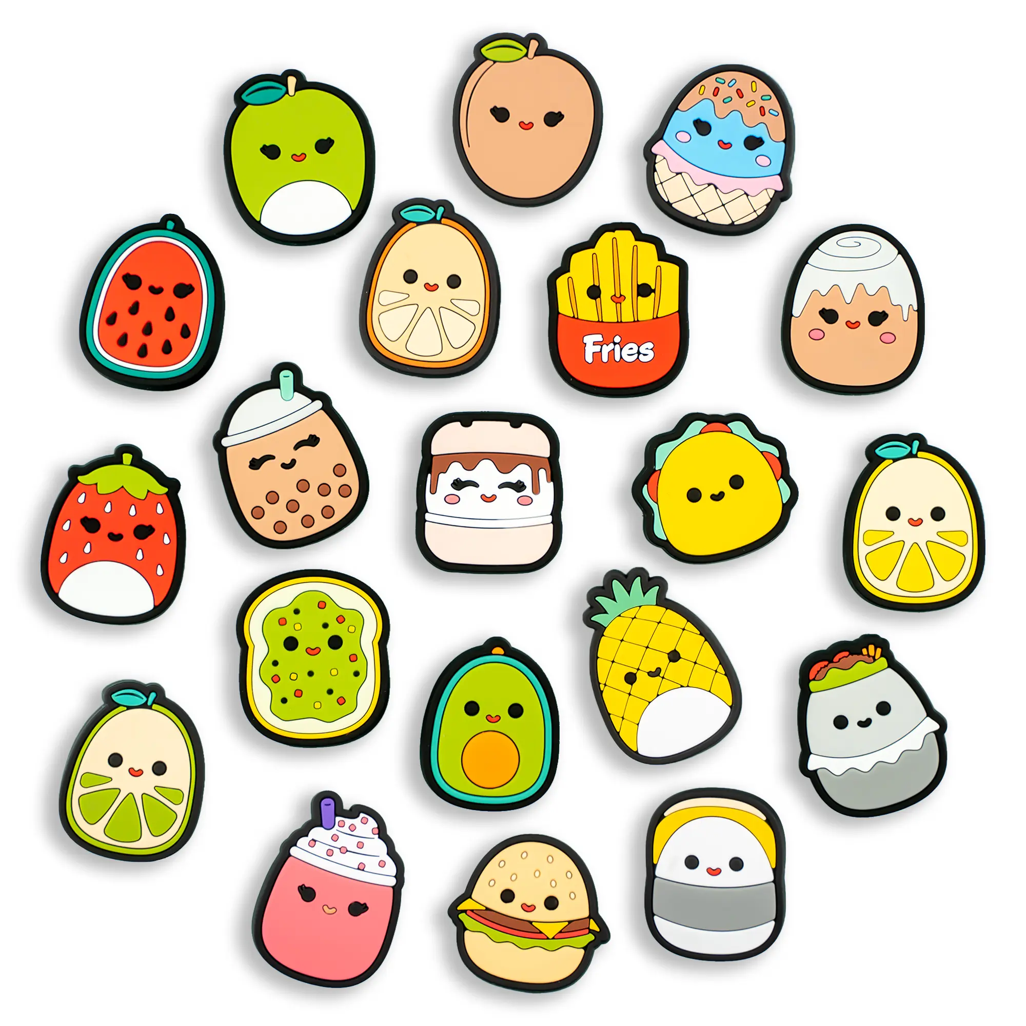 Cute Food Fruit Croc Charms 20PCS Shoes Charms PVC Clog Pins Accessories Party Favors Birthday Gifts Holidays Decoration for Boys Women Girls