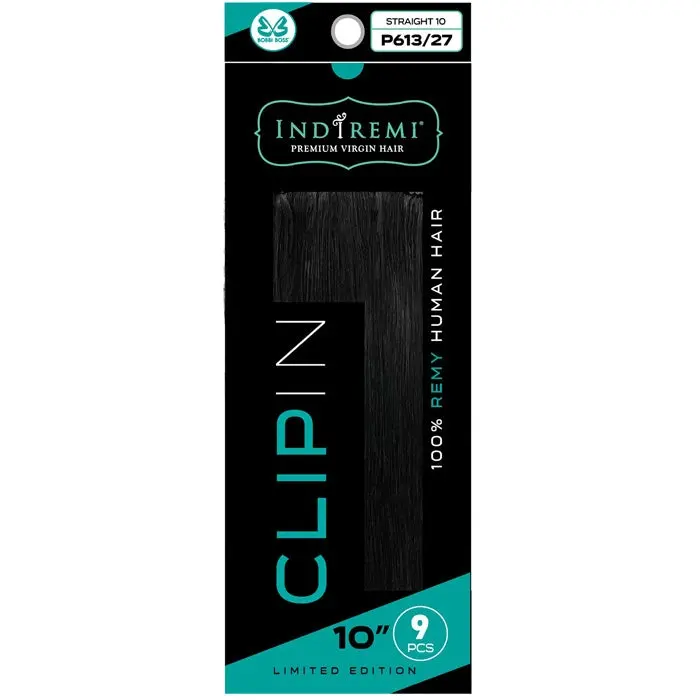 Bobbi Boss Indiremi Clip-In 9 PCS 100% Remy Human Hair Weaving - STRAIGHT 10"/12"/14"