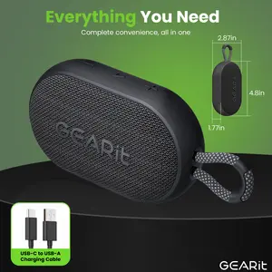 GearIt SoundPuck Ultra Portable Waterproof 6W Loud Bluetooth Speaker Wireless Audio Charging Cable Compact Smartphone with TWS Pairing & Hands Free Calling IPX7 Rated