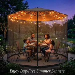 Outdoor Umbrella Net Mosquito Cover for Garden Patio Easy Zipper Entry Accommodates 8 People Spacious Outdoor Awning UV Protected Perfect Summer Family Fun Backyard Makeover Essentials Reliable Patio Decor Bug Free Party Supply