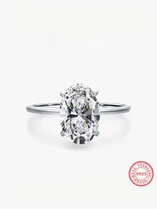 S925 sterling silver oval diamond women's ring - simple yet luxurious 5-carat pigeon egg ring - exquisite engagement ring and wedding ring - Solitaire Ring