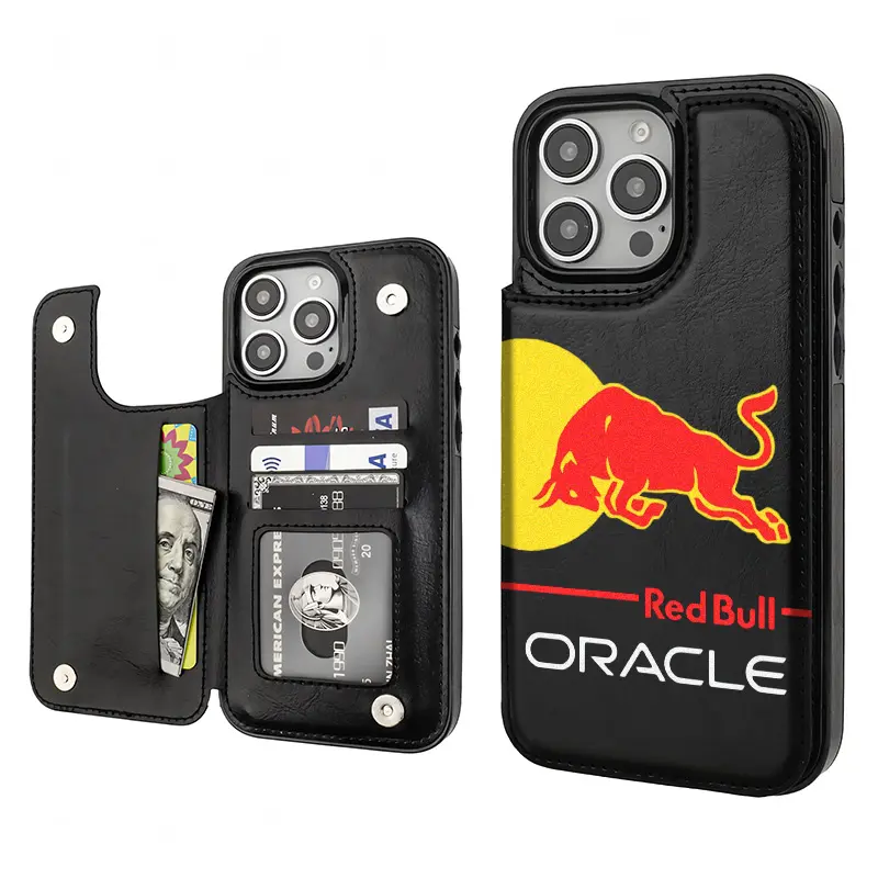 Red Bull Logo Aesthetics Pattern Phone Cases Compatible For With iphone 16 15 14 13 12 PRO PLUS MAX PU Black Durable Flip High quality Leather Credit Card Bag Holder Mother Gift Wallet Shockproof Anti-Drop Full Protection Phone Cases Shell Cover
