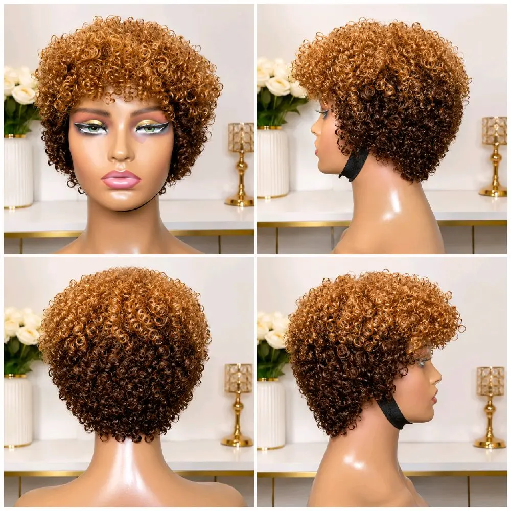 Natural Black Afro Curly Wig - Short, Kinky Curl, Glueless, Universal-Size Hairpiece for Fashion Accessory Use, One Size