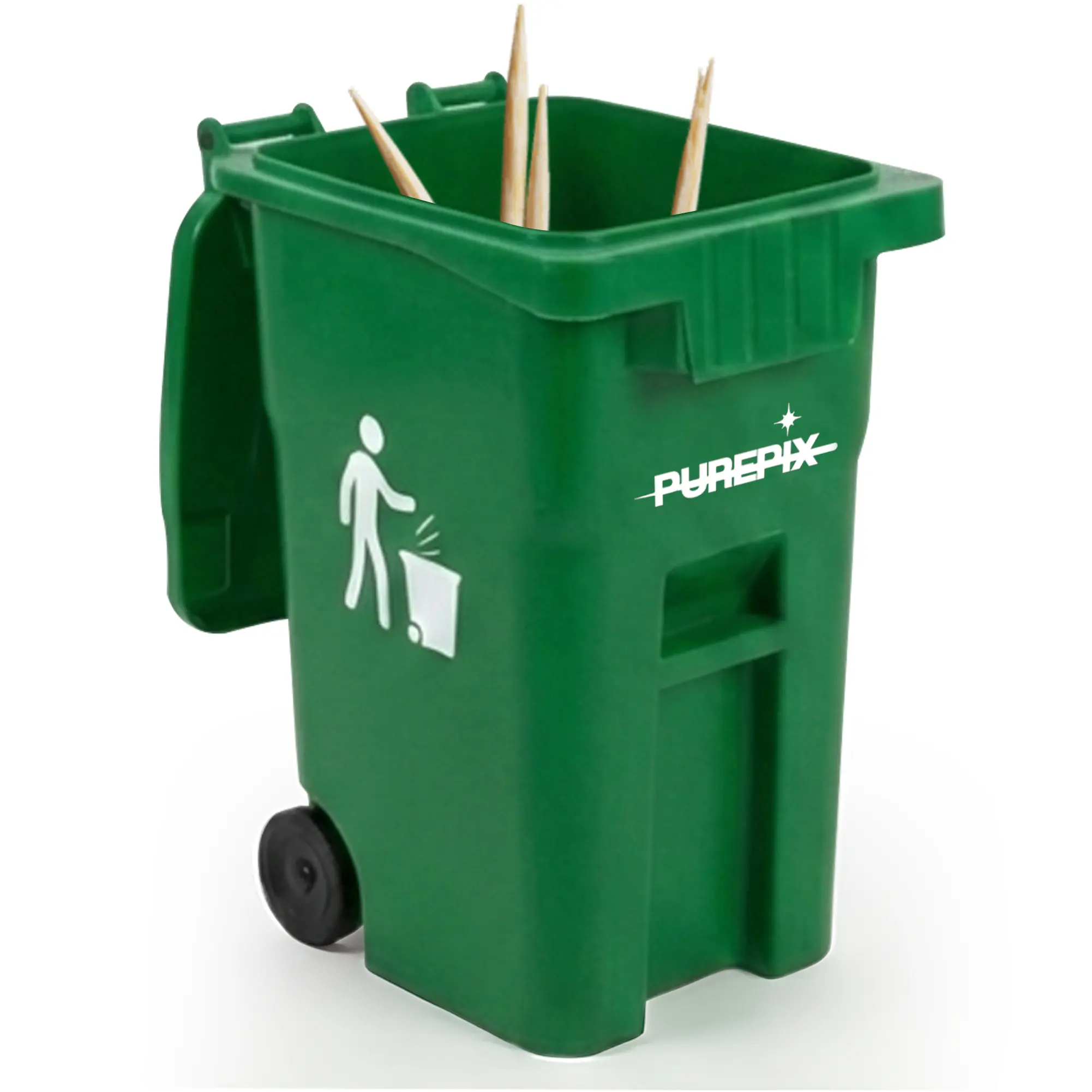 PurePix Green Bin - Mini Trash Bin for Flavored Toothpicks - Mini Desk ...