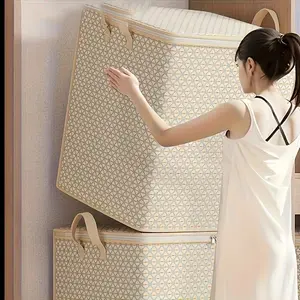 Extra Large Fabric Storage Box with Zipper Closure, Dustproof and Moisture-Proof, Bedding and Clothing Organizer, Clothes and Quilt Storage