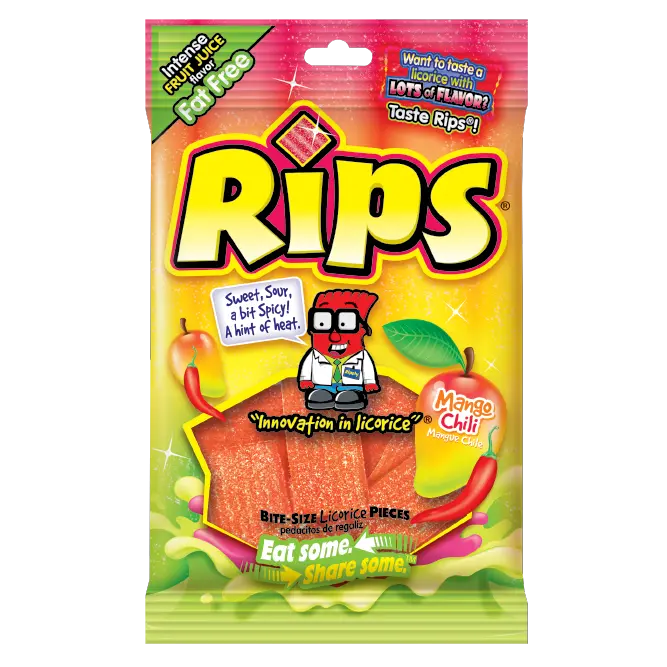 RIPS LICORICE BITE SIZE SOUR GUMMY  CANDY 4OZ