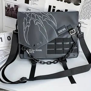 Men'S Fashion Messenger Bag - Cool Functional Design, Black, Adjustable Shoulder Strap, Functional Shoulder Bag|Sleek Black Bag|Durable Strap, Crossbody Ba