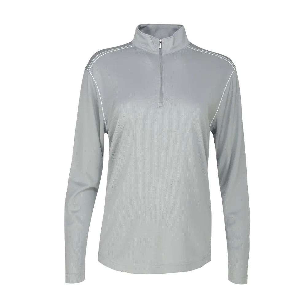 PAGE and TUTTLE Womens Contrast Stitch Golf Quarter Zip Jacket Casual Outerwear Athletic - Grey