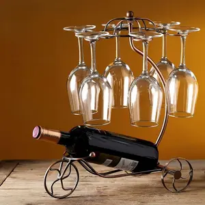 Retro Bicycle Wine Rack with 6 Glass Holder,