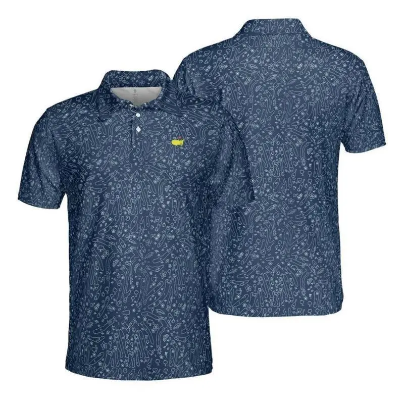 2025 Masters Polo Shirt – Augusta Course Print, Dark Navy Golf Top, Cool Colors, Brighten Up Your Look, Classic Fashion, Full Size Options, Everyone Can Find Their Fit, Easy to Wear, Trendy Polo for Him, Sizes S-5XL, Gift For Him, Gift For Her, Clean
