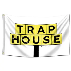 Trap House Flag, 3x5ft Size Home Banner with Premium Quality Brass Grommets & Vibrant Colors for Hanging in College Dorm Room, Artwork Gift for Man Cave