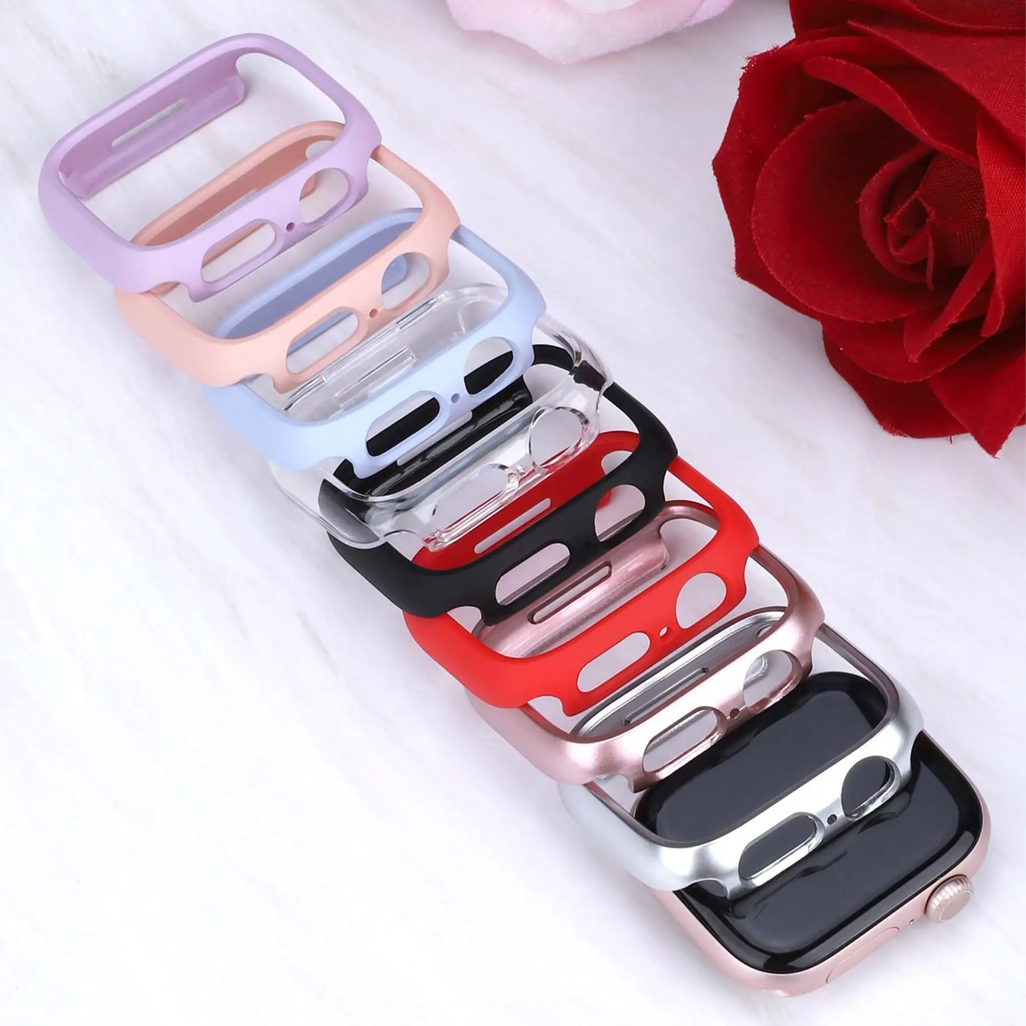 8-pack of sporty and casual watch cases, Smartwatch Accessories, compatible with Apple Watch dials 40mm-49mm, Ultra/11-4/SE models. Stylish, shock-resistant, durable hard PC cases