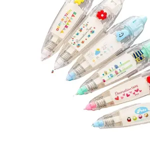 Creative Cartoon Press Type Lace Stationery Decorative Seamless Invisible Tape Pen for Scrapbooking, Magazines, Planner DIY Craft Supplies, Planner Accessories