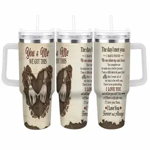"You And Me" Romantic Love Quote 40oz Tumbler - Keeps Ice 24+ Hours - 1.18L Ice-Cold Hydration Travel Mug for Gym & Car - Unique Easter, Birthday & Anniversary Gift for Wife, Girlfriend & Her - Ultra Cold Cup