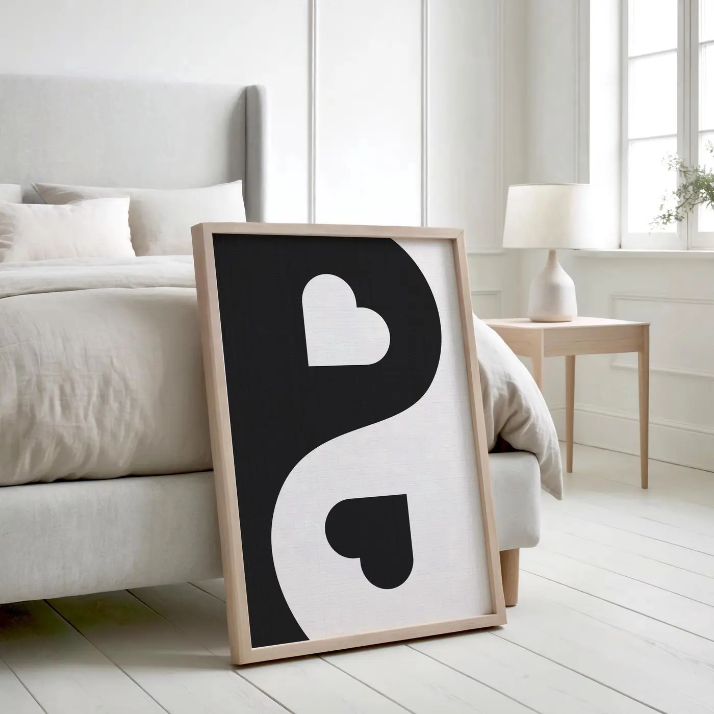 Yin And Yang Love Printable Poster, Heart Poster, Maximalist Home Decor, Cute Valentines Poster, Valentines Day Print, Valentines Wall Art